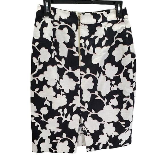 KATE SPADE New York Black Ivory Floral Print Knee Length Pencil Skirt Women's 4 - Picture 5 of 7